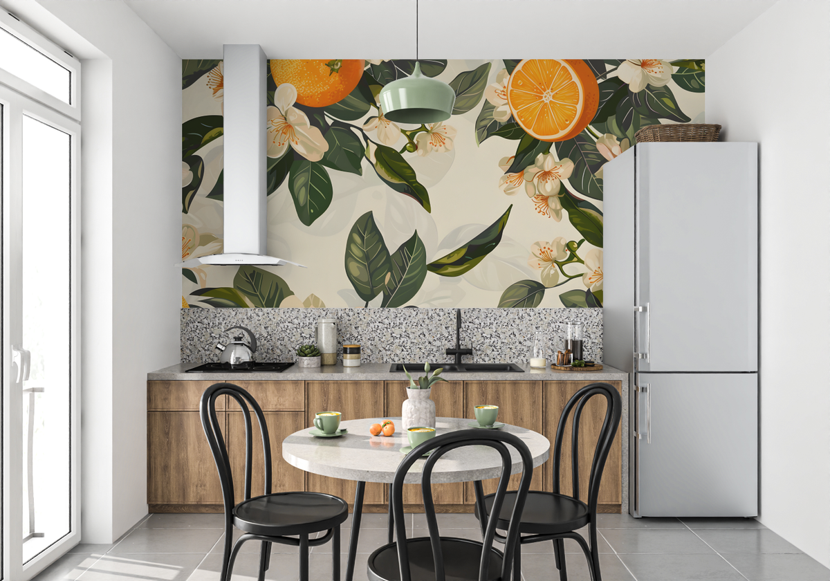 Papier Peint Vintage Arbre Orange