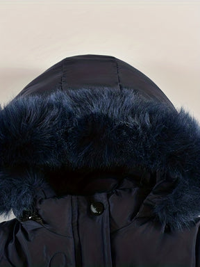 Manteau d'Hiver pour Filles - Douillet avec Capuche en Fausse Fourrure