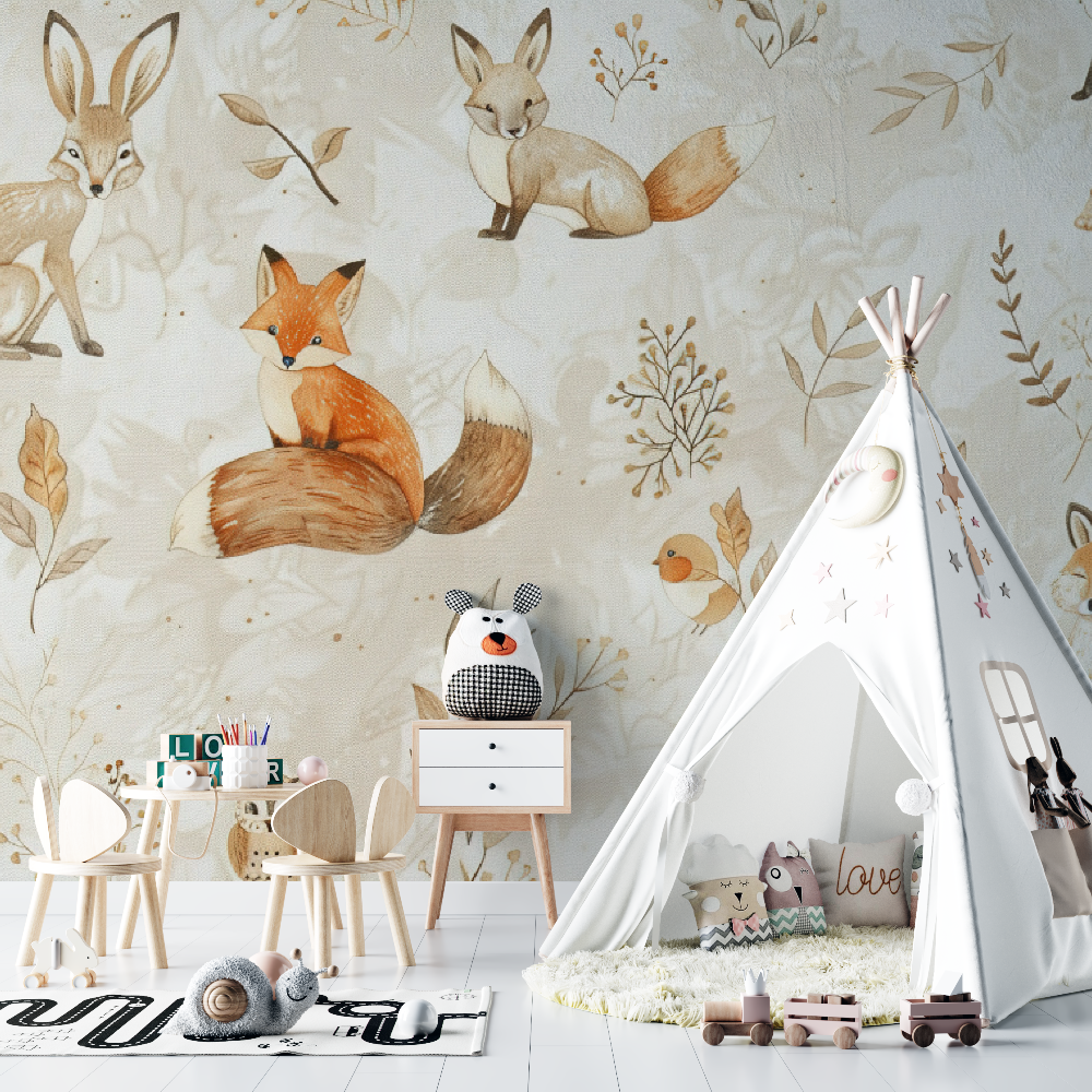Papier peint Renard et amis bébé