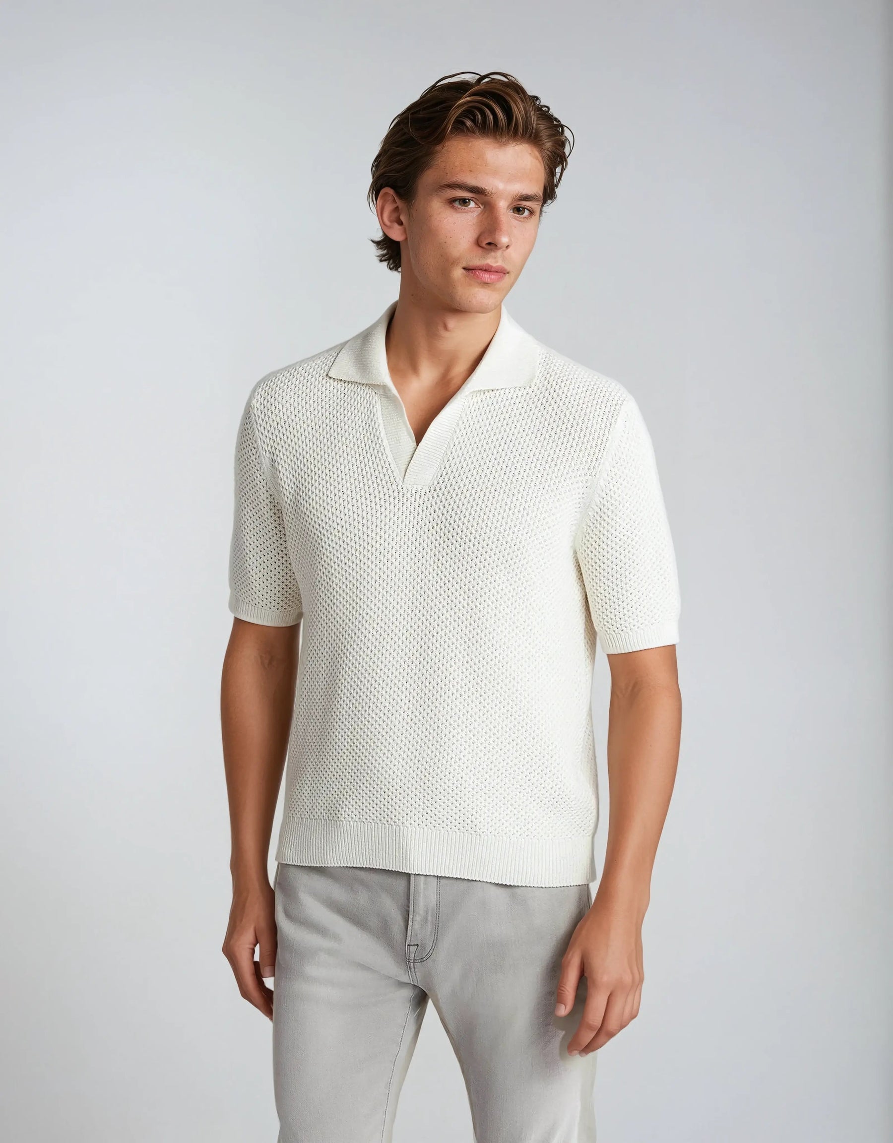 Chemise Polo en Crochet Élégante - Style Polyvalent et Confort Optimal