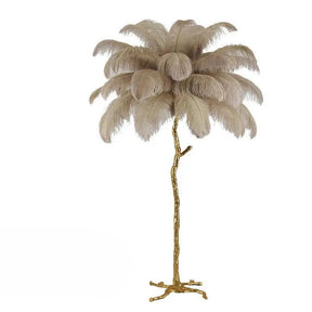 Lampe sur Pied en Plume d'Ostrich - Éclairage Ambiant et Élégant