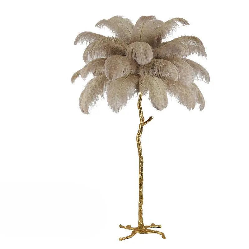 Lampe sur Pied en Plume d'Ostrich - Éclairage Ambiant et Élégant