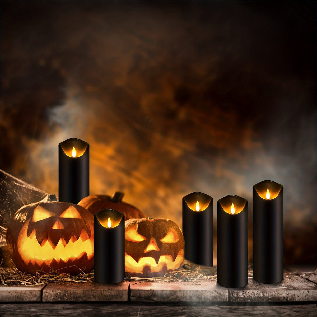 Bougies LED Noires avec Télécommande - Ensemble de 5 Pièces Sûr et Élégant