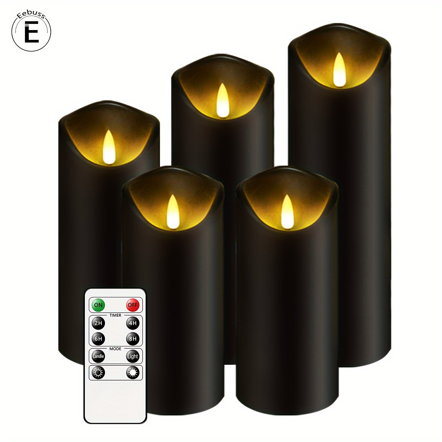 Bougies LED Noires avec Télécommande - Ensemble de 5 Pièces Sûr et Élégant