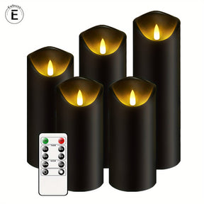 Bougies LED Noires avec Télécommande - Ensemble de 5 Pièces Sûr et Élégant