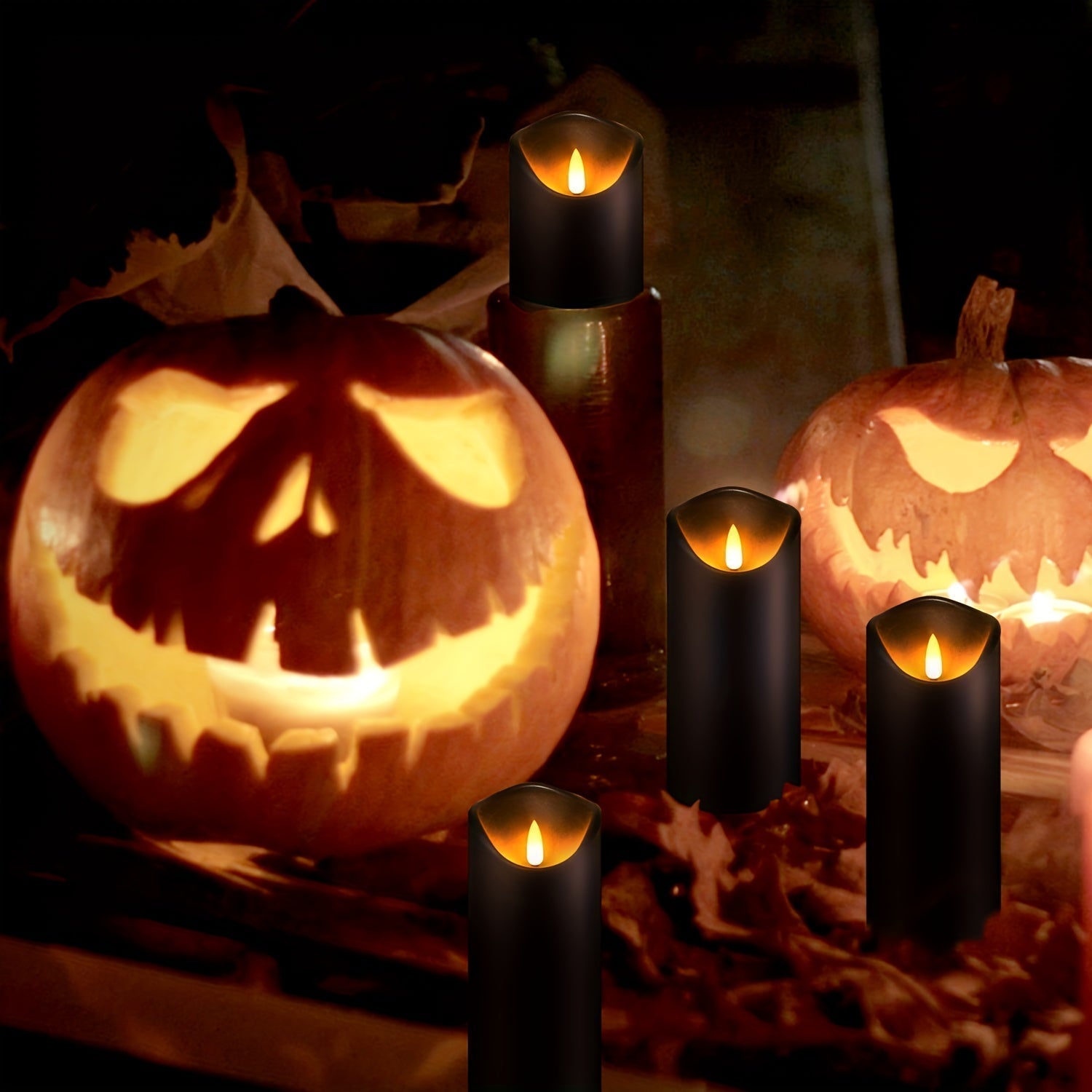 Bougies LED Noires avec Télécommande - Ensemble de 5 Pièces Sûr et Élégant