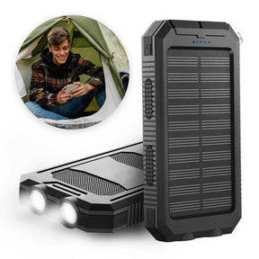 Batterie Solaire Étanche 500000mAh - Chargeur Portable avec Lampe Torche LED