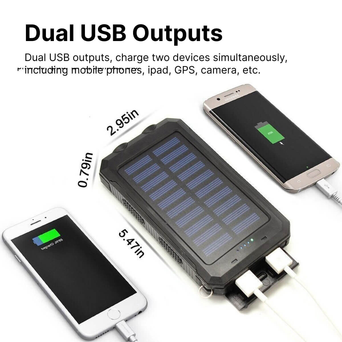 Batterie Solaire Étanche 500000mAh - Chargeur Portable avec Lampe Torche LED