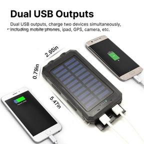 Batterie Solaire Étanche 500000mAh - Chargeur Portable avec Lampe Torche LED