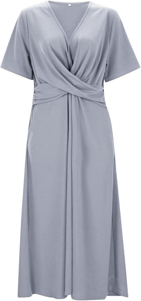 Robe Vintage Femme Décolleté en V - Élégance Intemporelle et Confort Moderne