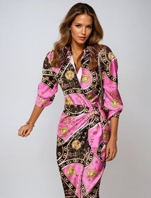 Robe Maxi Élégante Imprimé Abstrait - Style Chic et Confort Optimal