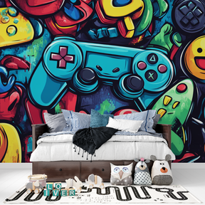Papier Peint Garçon Classique Jeux Vidéo Graffiti