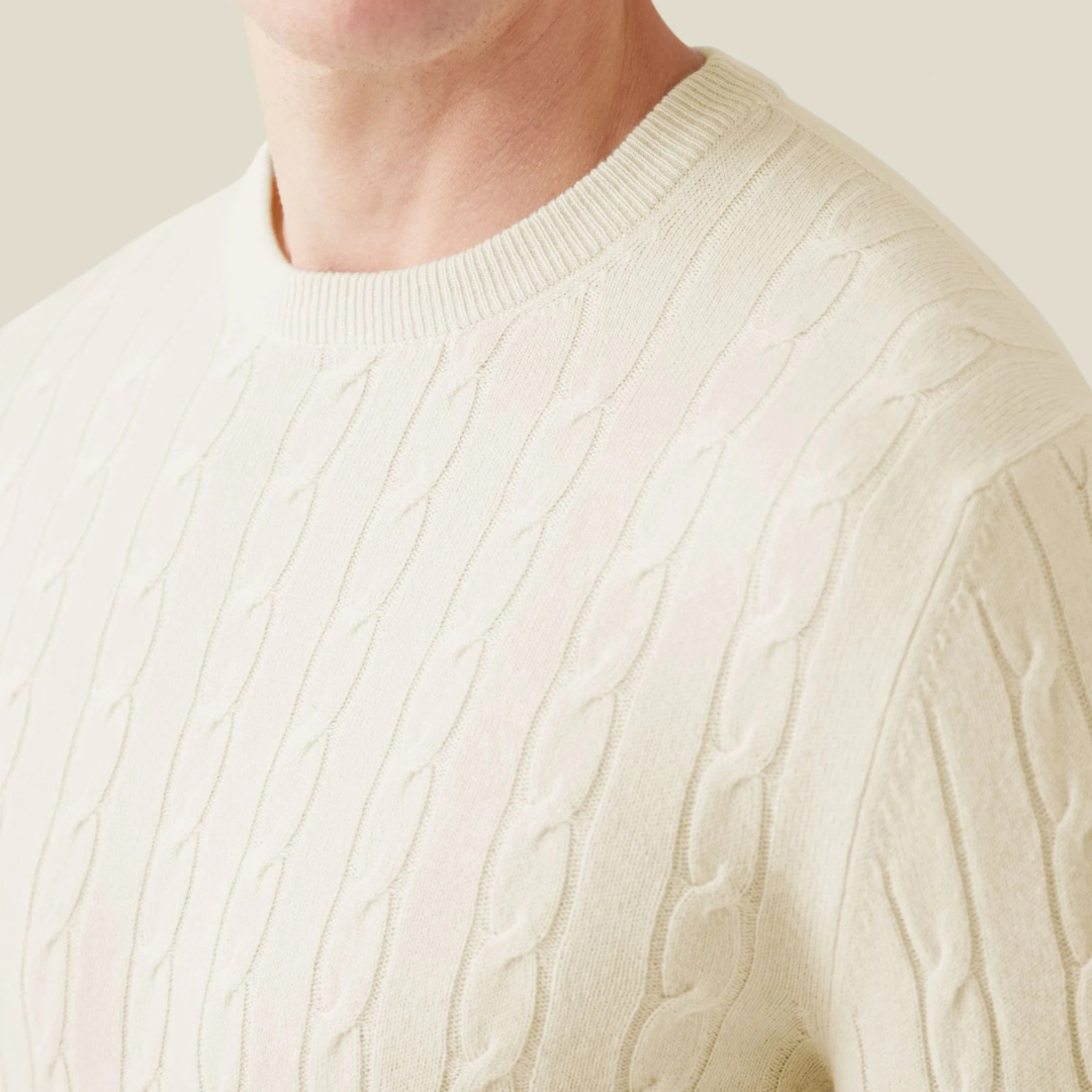 Pull en Maille Torsadée pour Hommes - Confort Douillet en Cachemire