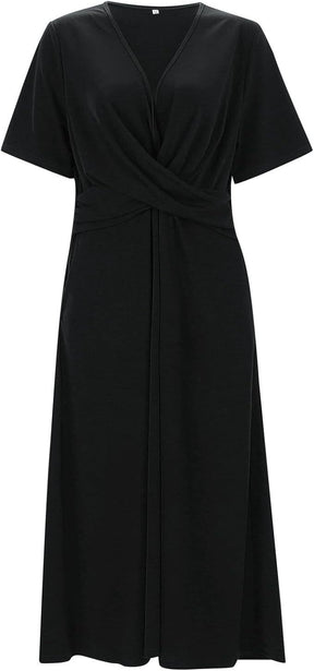 Robe Vintage Femme Décolleté en V - Élégance Intemporelle et Confort Moderne