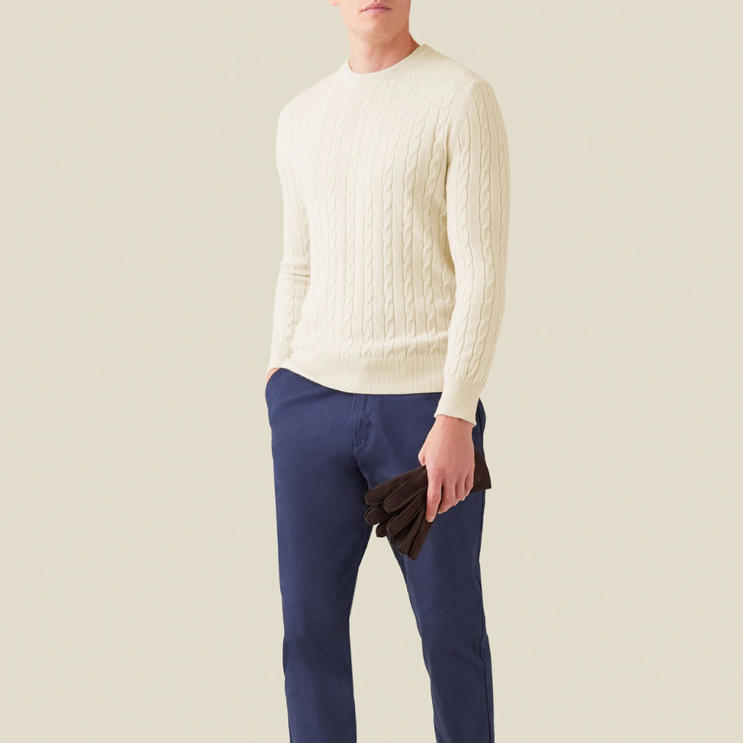 Pull en Maille Torsadée pour Hommes - Confort Douillet en Cachemire