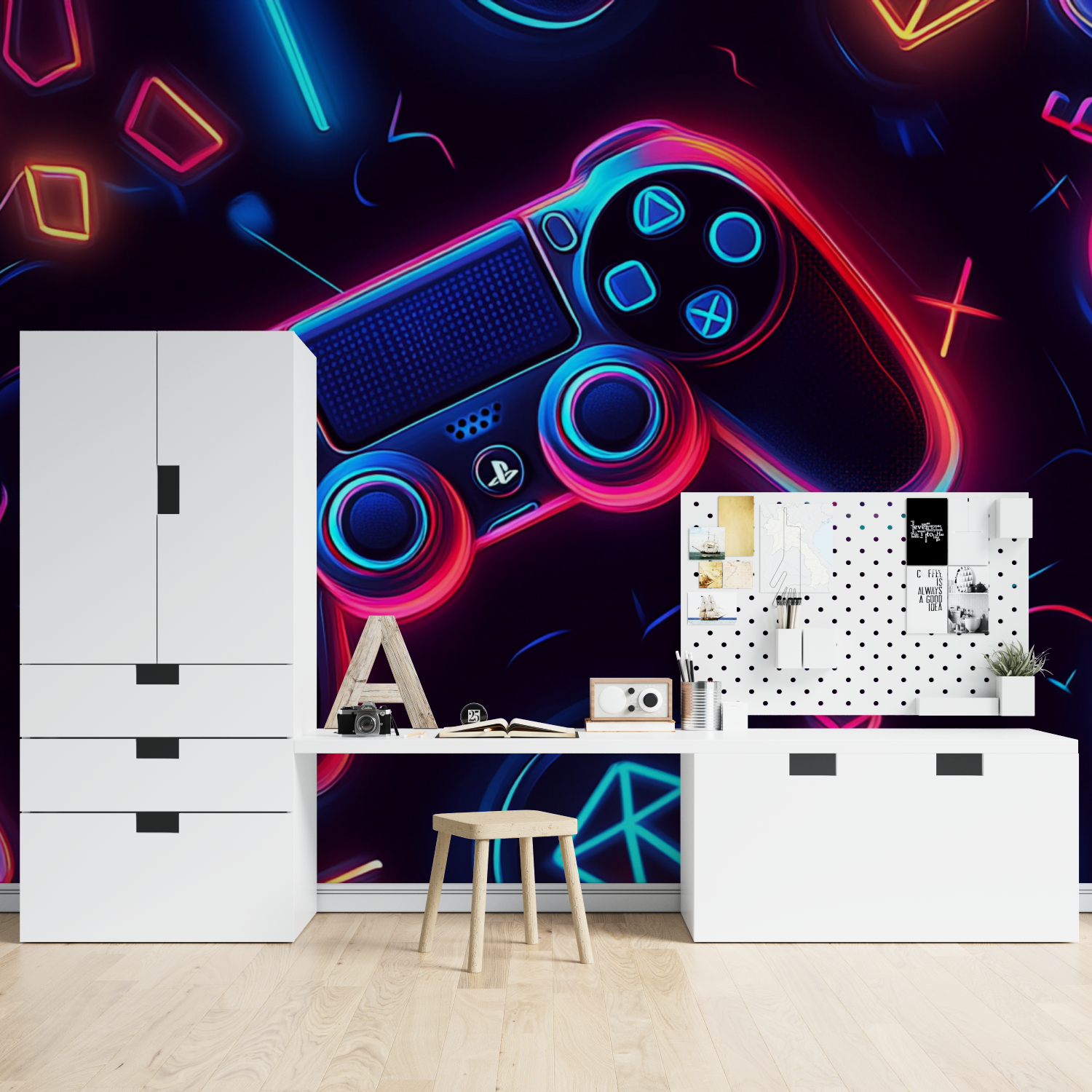 Papier Peint Symboles Gaming Néon