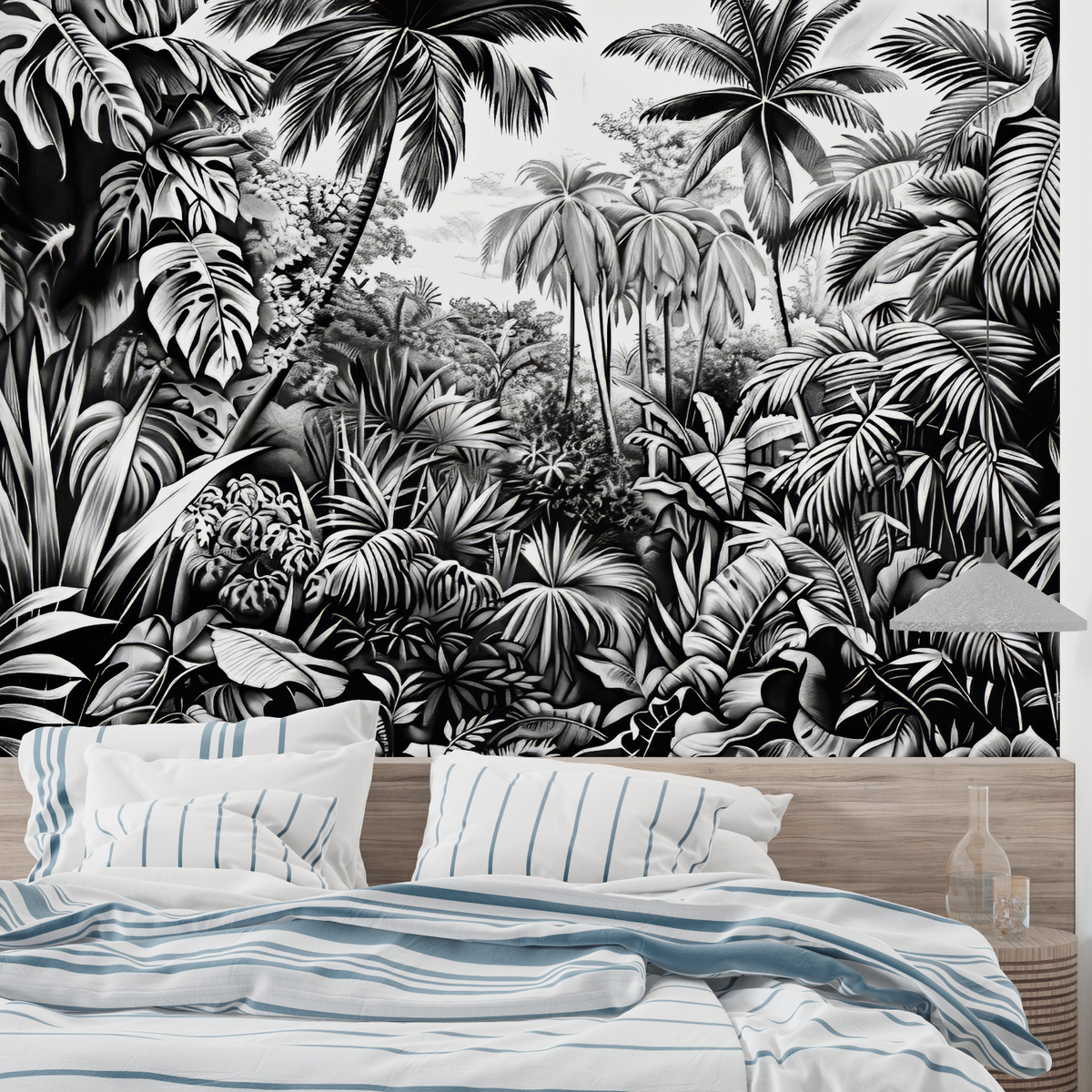 Papier Peint Jungle Noir Et Blanc Panoramique
