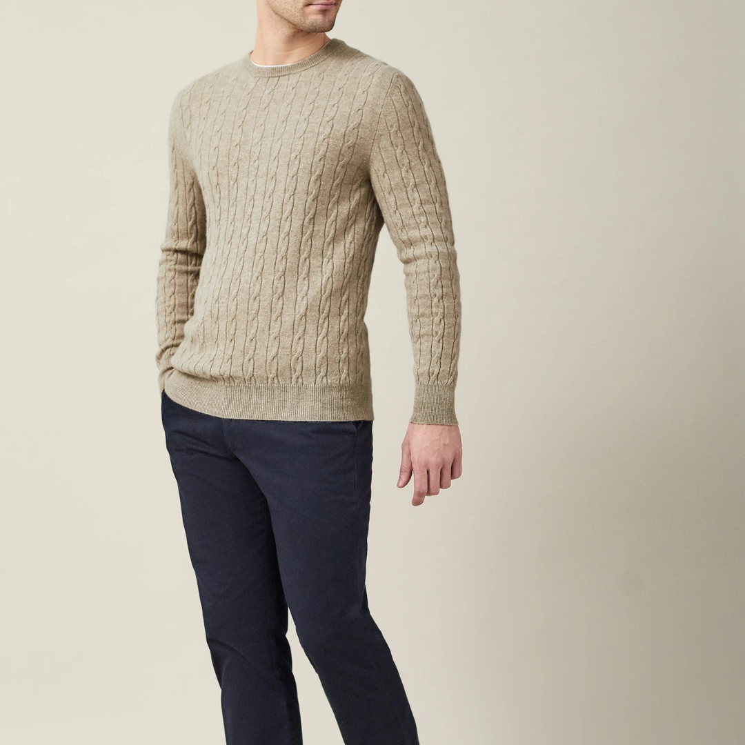 Pull en Maille Torsadée pour Hommes - Confort Douillet en Cachemire