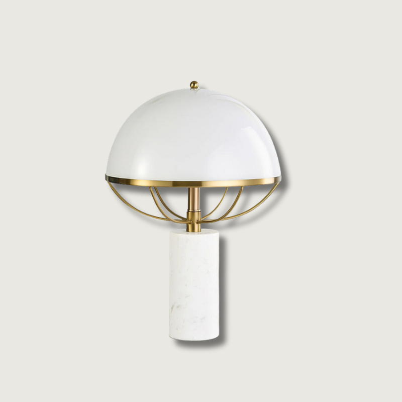 Lampe en Verre Dorée avec Socle en Marbre - Éclairage Ambiant et Élégant pour Intérieur