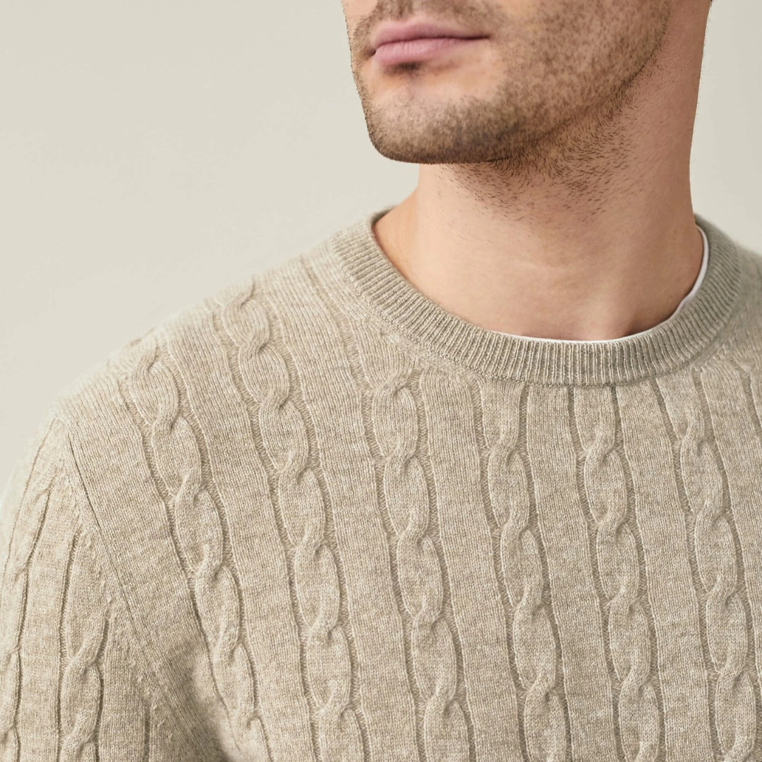 Pull en Maille Torsadée pour Hommes - Confort Douillet en Cachemire