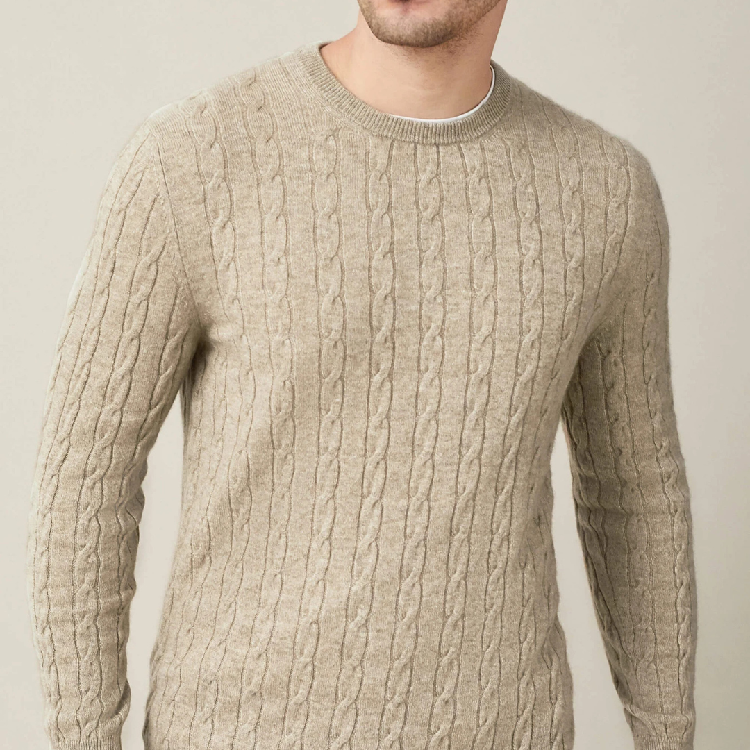 Pull en Maille Torsadée pour Hommes - Confort Douillet en Cachemire