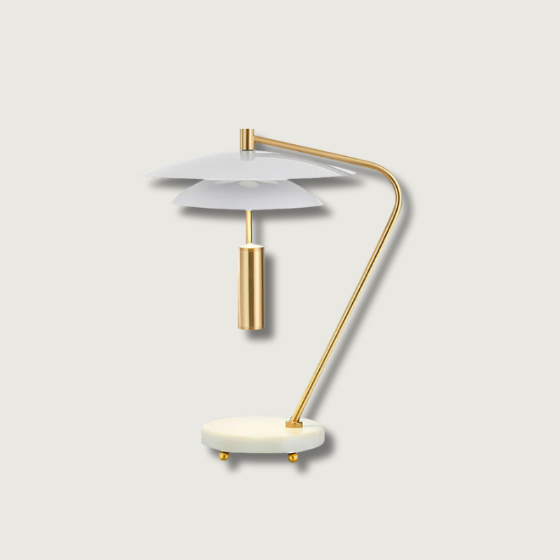 Lampe en Aluminium Blanc avec Base en Marbre - Élégance et Sophistication pour Votre Intérieur