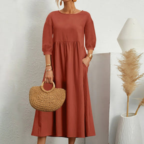 Robe Midi en A pour Femmes - Détails de Patchwork Élégants et Confortables