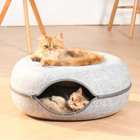 Lit pour Chat en Forme de Donut - Matériau Doux et Base Antidérapante