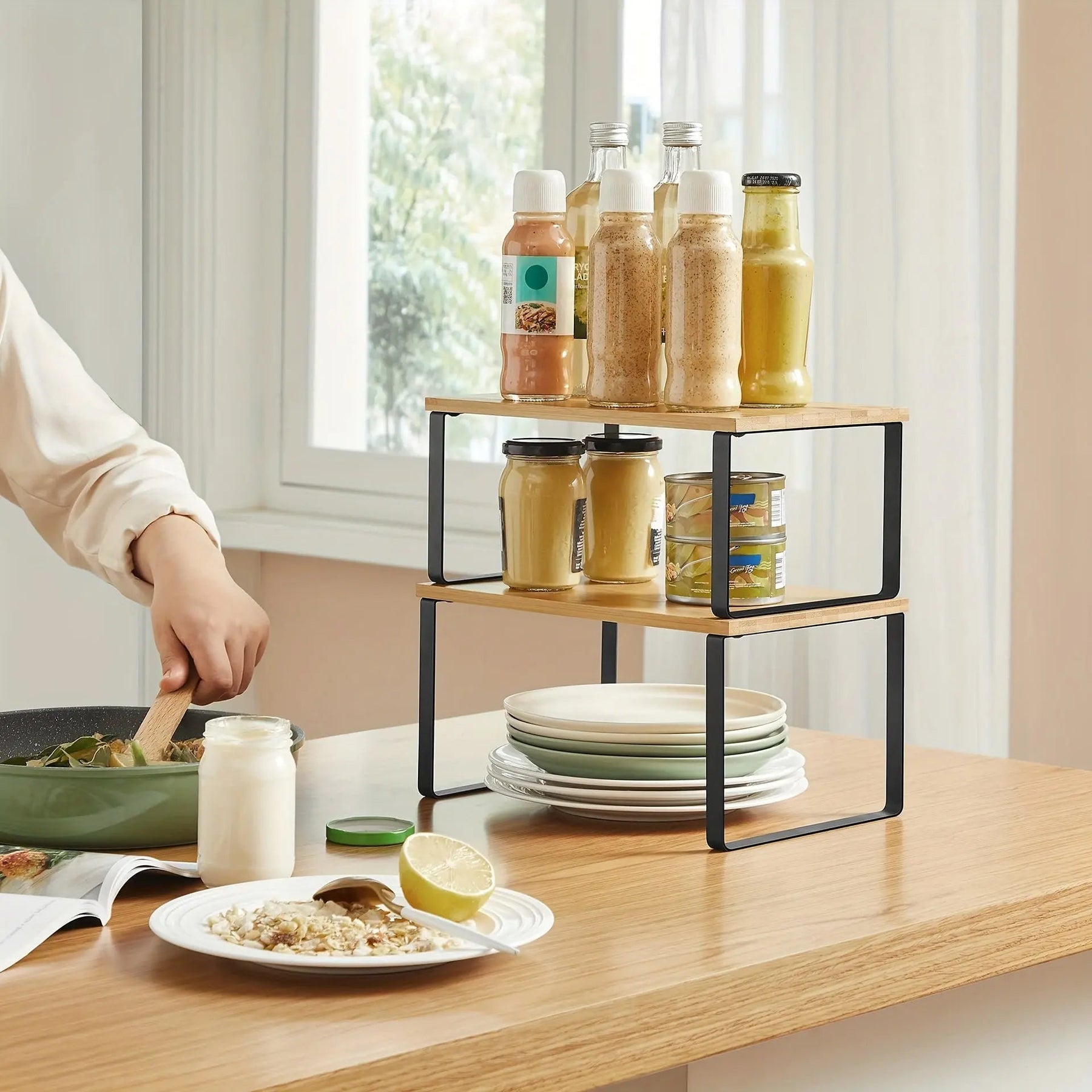 Étagères de Cuisine Empilables | Rangement Pratique pour Épices et Bocaux