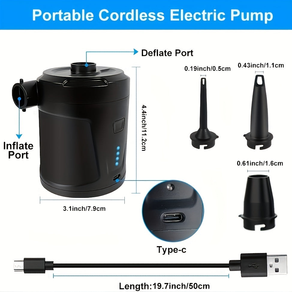 Pompe à Air Électrique Portable - Rechargeable et Légère pour Activités Extérieures