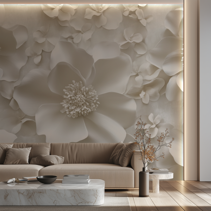 Papier Peint Fleur Blanche 3d