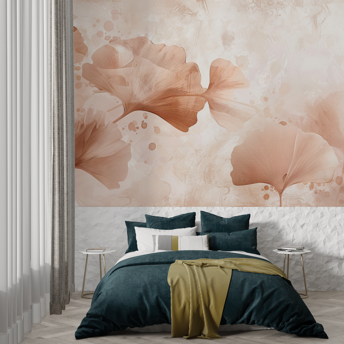 Papier Peint Floral Terracotta