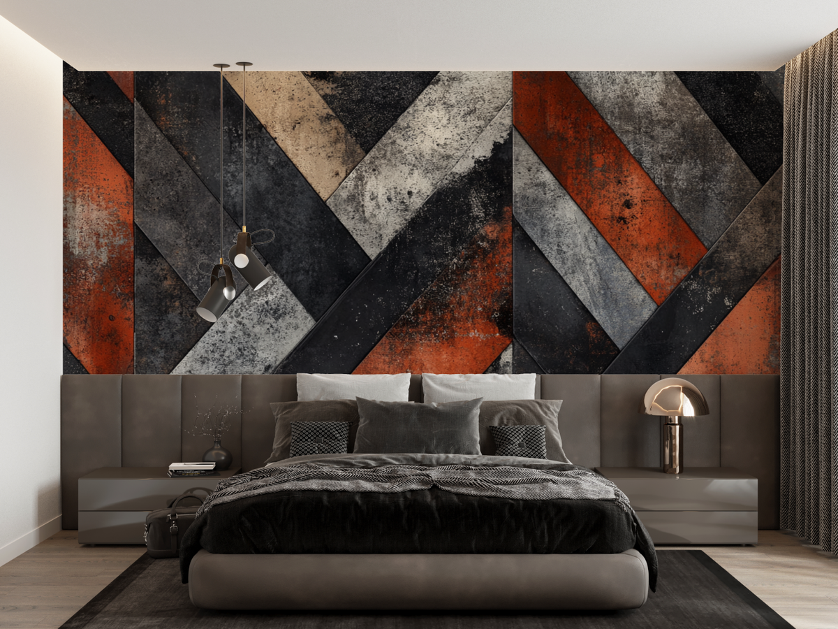 Papier Peint Terracotta Et Gris Anthracite