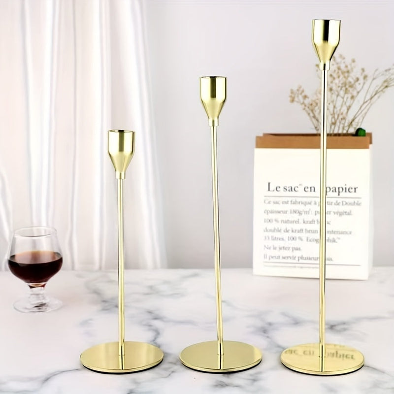 Ensemble de Candelabres Noir et Or - Luxe Élégant pour Événements Spéciaux