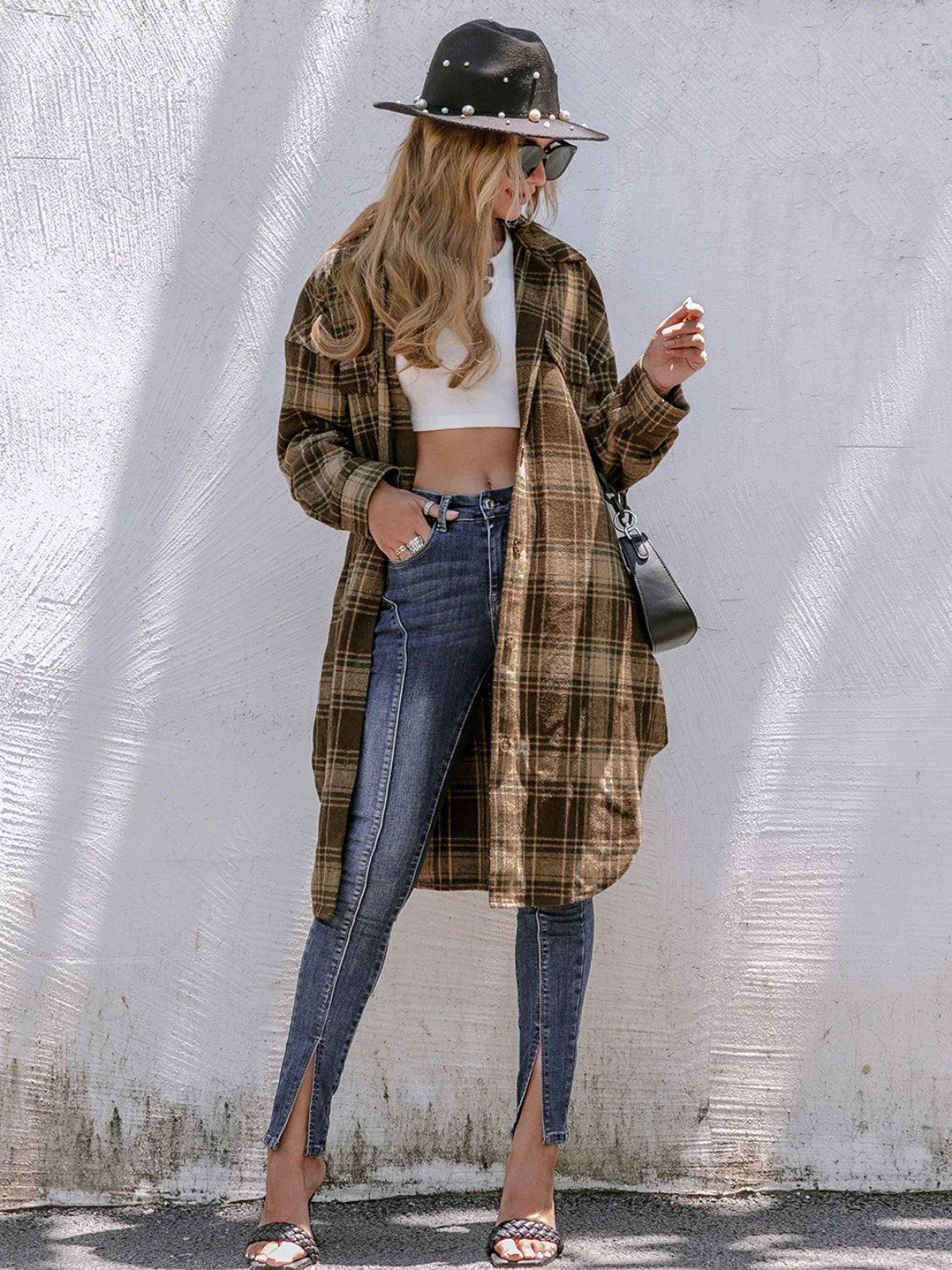 Manteau Long à Carreaux pour Femmes - Élégance et Confort en Hiver