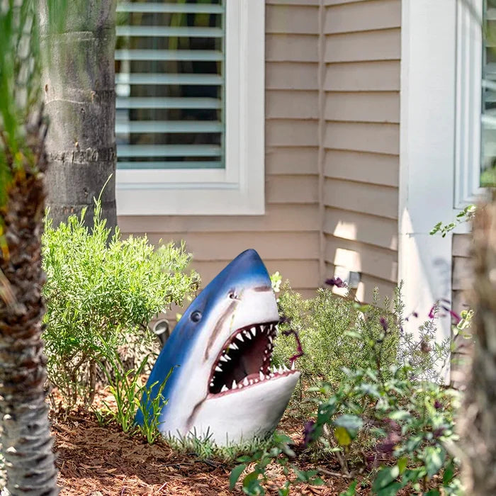 Sculpture de Requin de Jardin - Art Mural Résistant aux Intempéries