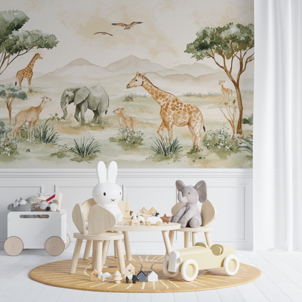Papier Peint Savane Girafe Et Co.