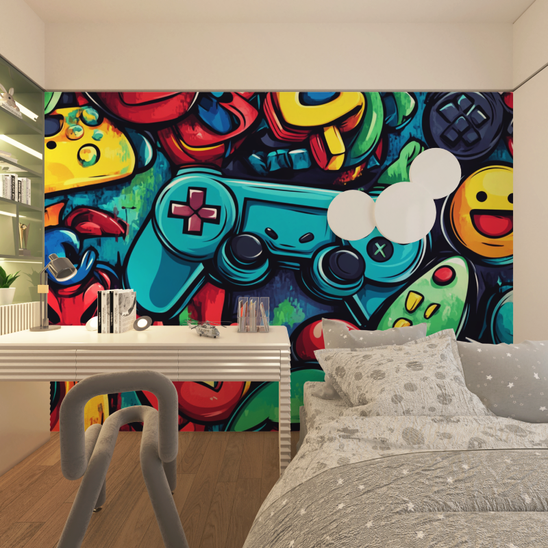 Papier Peint Garçon Classique Jeux Vidéo Graffiti