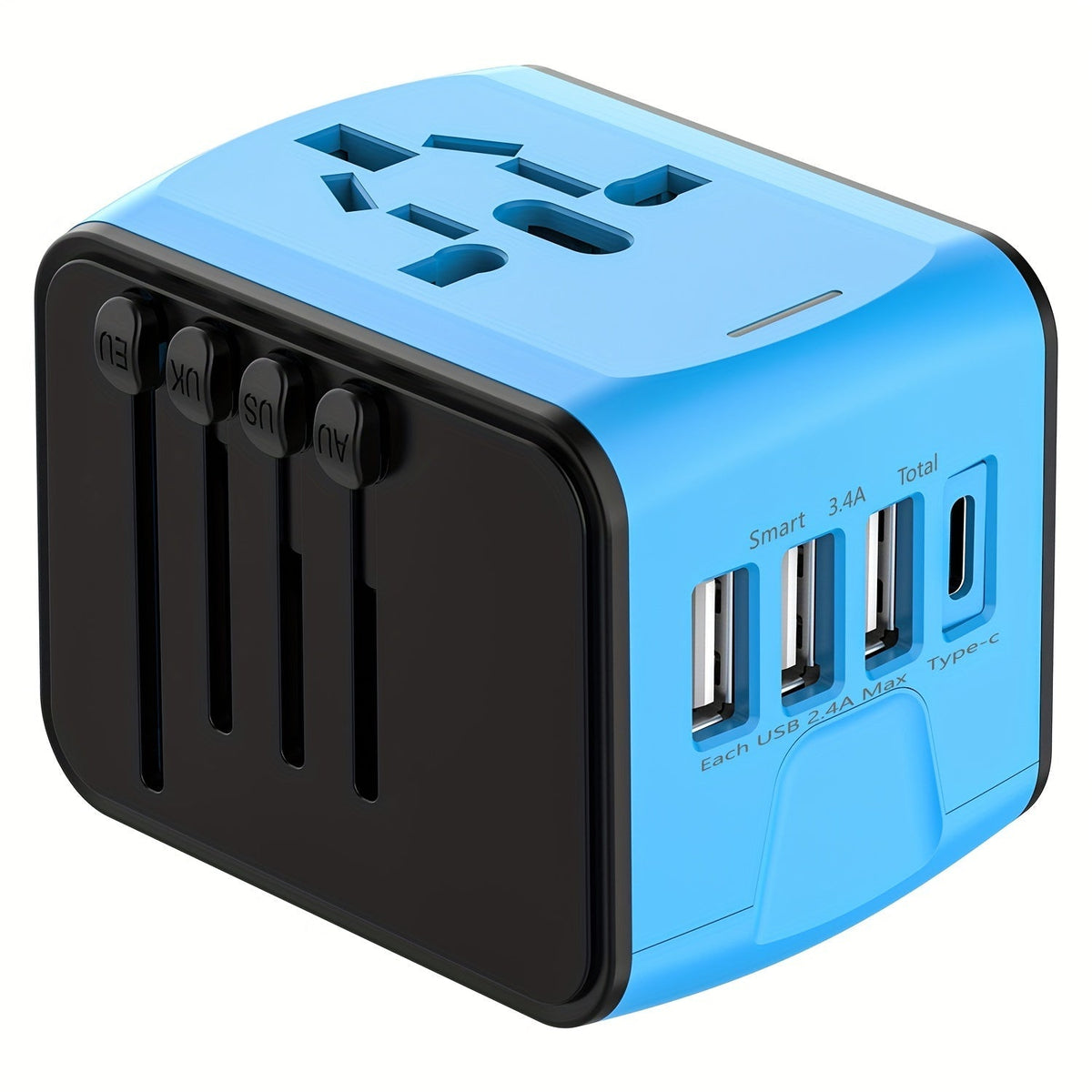 Adaptateur de Voyage Universel | 4 Ports USB et Type-C, Chargement Rapide
