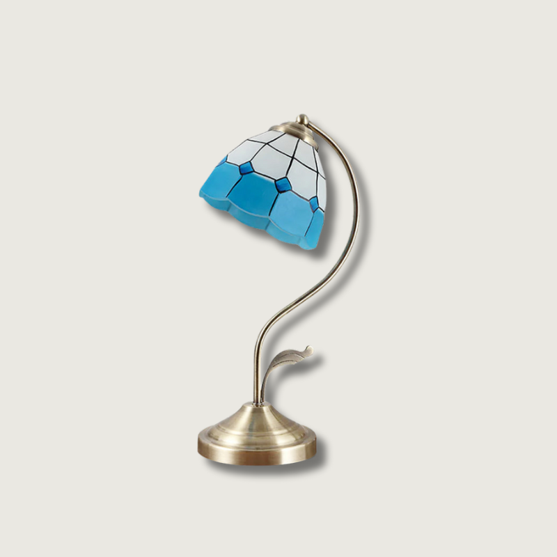 Lampe de Table Florale en Verre - Finition Dorée et Design Élégant