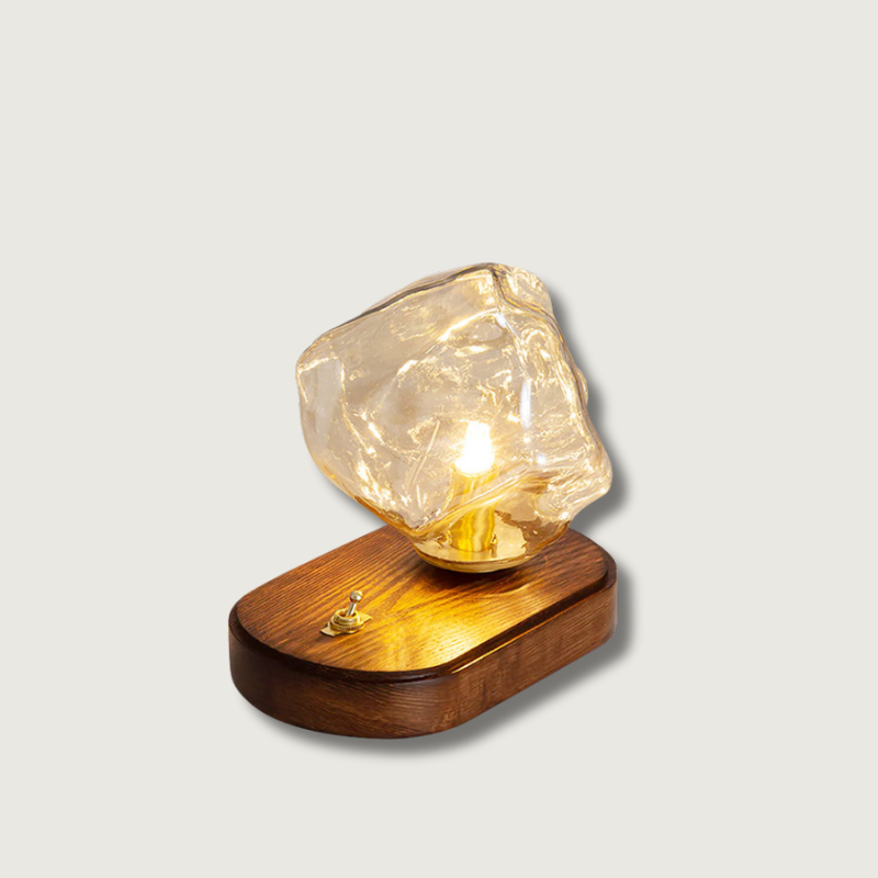 Lampe de Table en Verre Ambre - Design Vintage et Éclairage Chaleureux