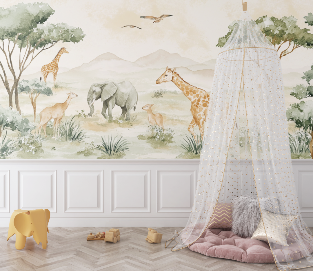 Papier Peint Savane Girafe Et Co.