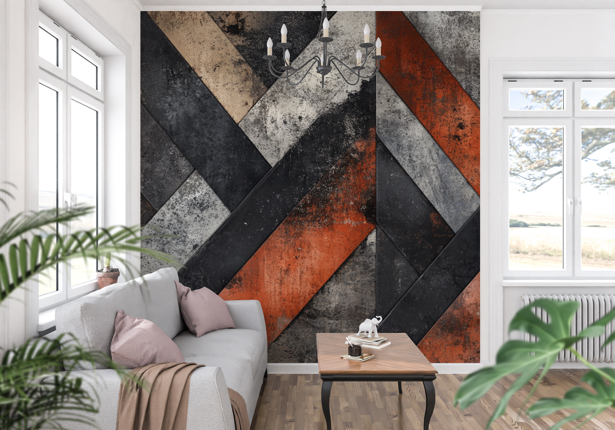 Papier Peint Terracotta Et Gris Anthracite