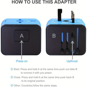 Adaptateur de Voyage Universel | 4 Ports USB et Type-C, Chargement Rapide
