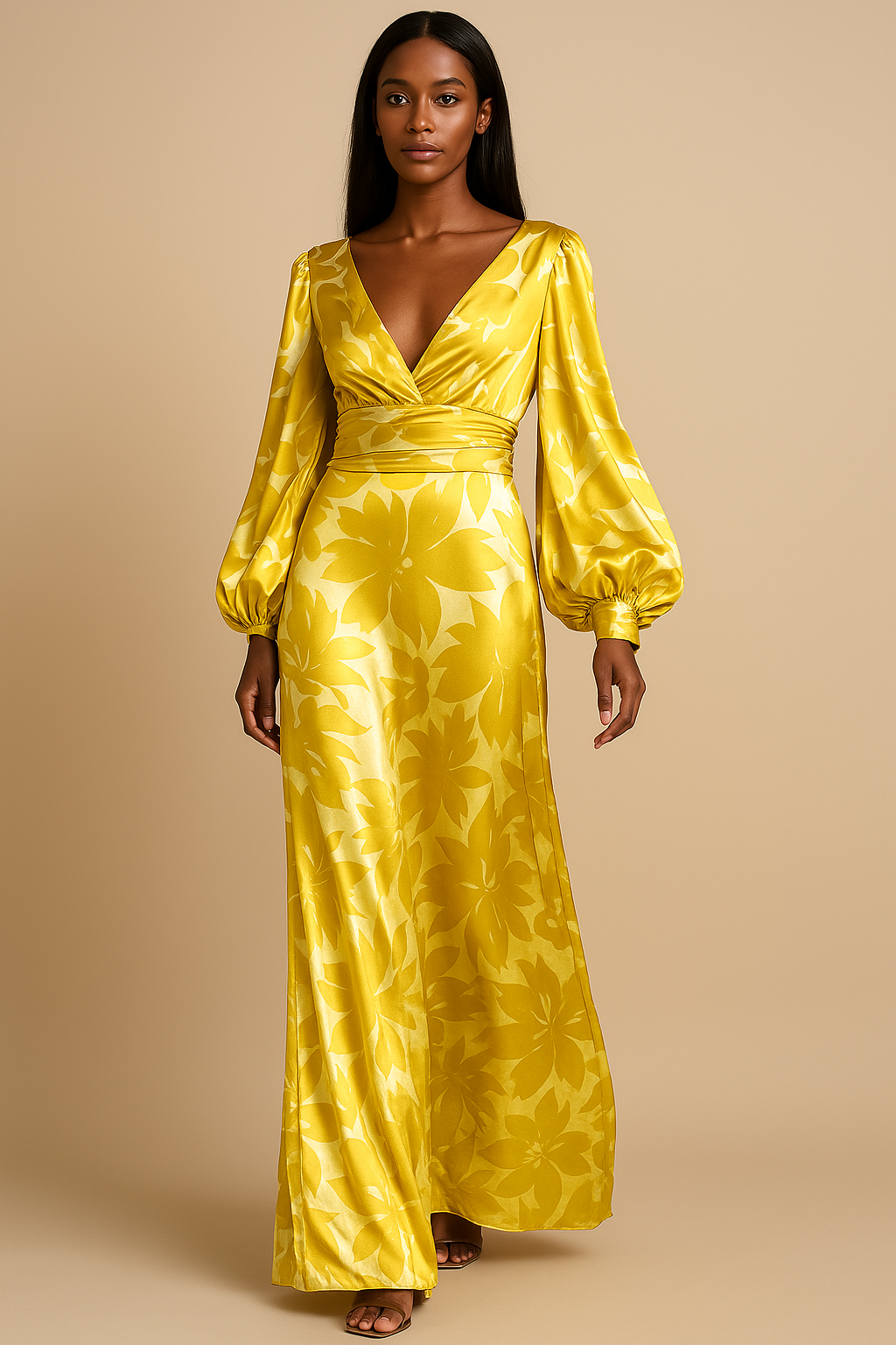 Robe Maxi Élégante Col V - Confort et Style pour Événements d'Été