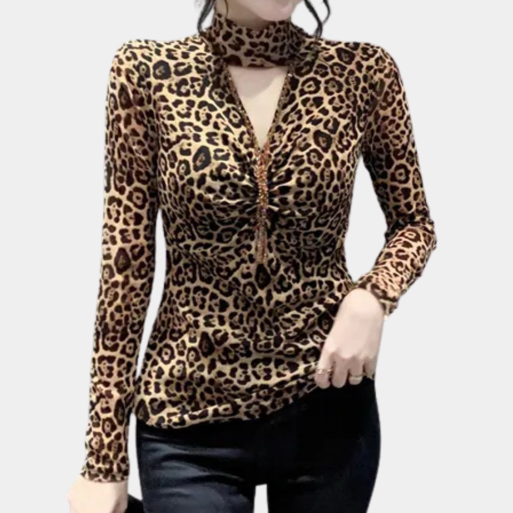 Haut Léopard Élégant pour Femmes - Style Polyvalent et Confortable