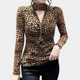 Haut Léopard Élégant pour Femmes - Style Polyvalent et Confortable