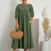 Robe Midi en A pour Femmes - Détails de Patchwork Élégants et Confortables
