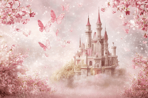 Papier Peint Princesse Ciel Fleuri et Château