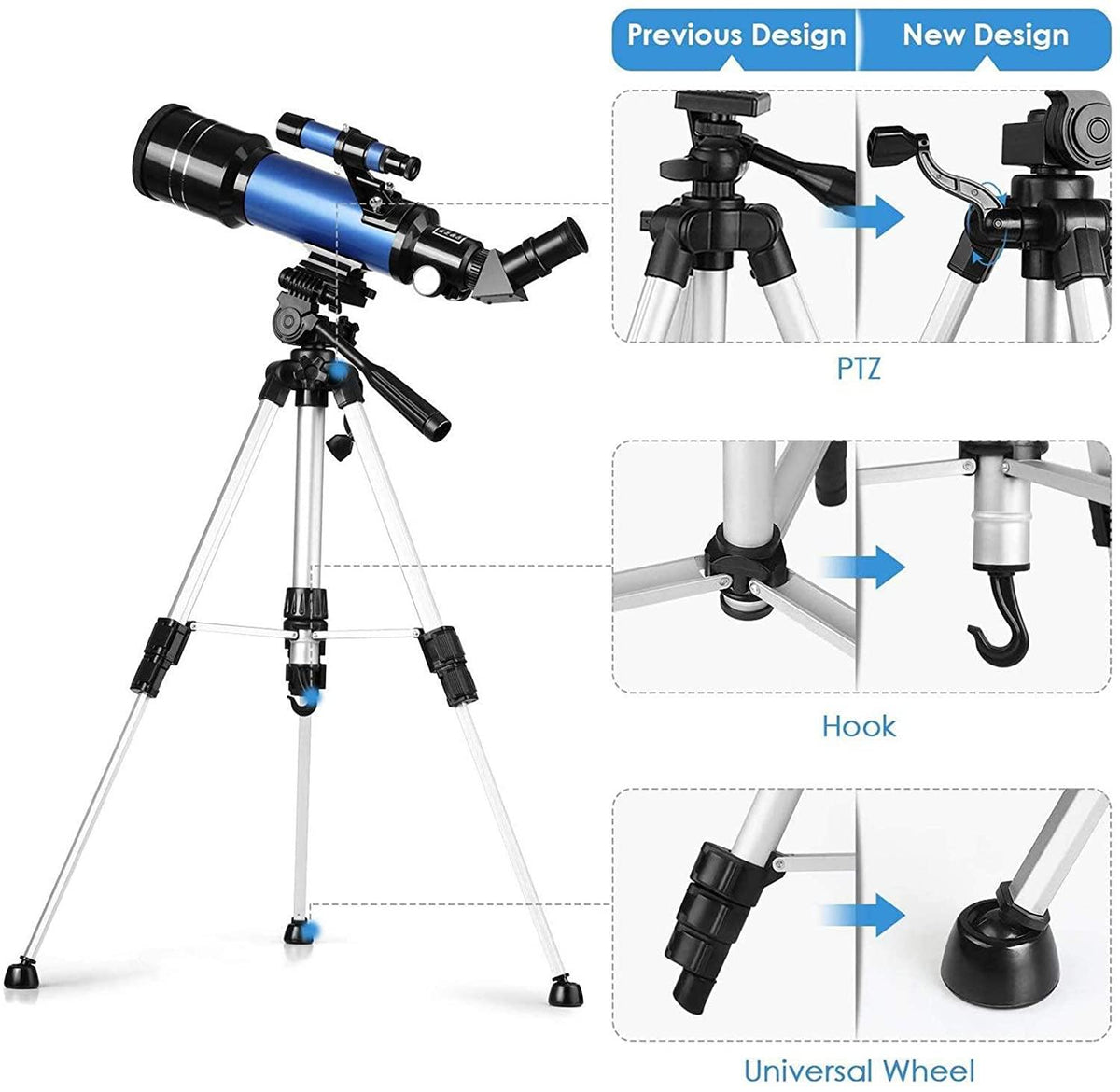 Télescope Astronomique 70mm Ajustable - Grossissement Puissant et Vision Claire